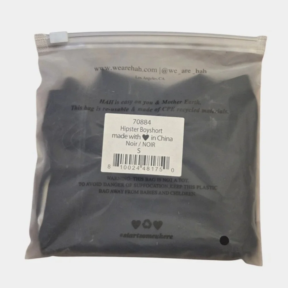 Free People We Are HAH Hipster Boyshort Seamless Panties S Black‎ Minimalist NWT